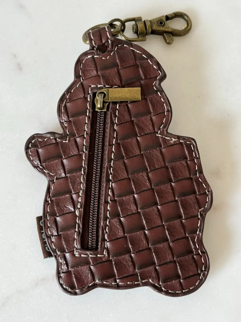 Chala Snowman Keychain Charm with Coin Purse on Back Faux Leather Rhinestones